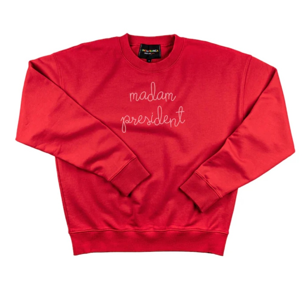 LINGUA FRANCA ‘Madam President' Hand Embroidered Sweatshirt